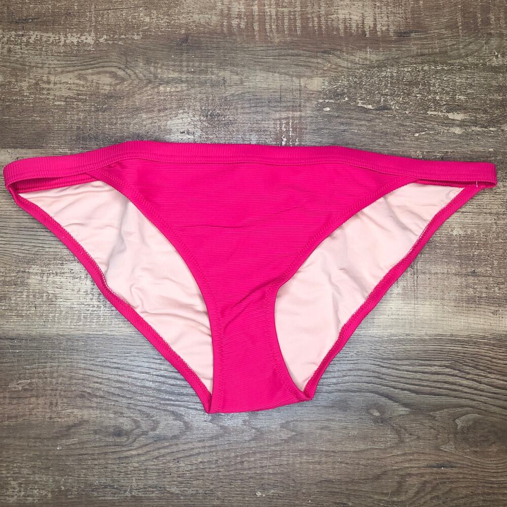 J Crew Ribbed Trim Hipster Full Coverage Bikini Bottom Size XL Pink BH485 NWT